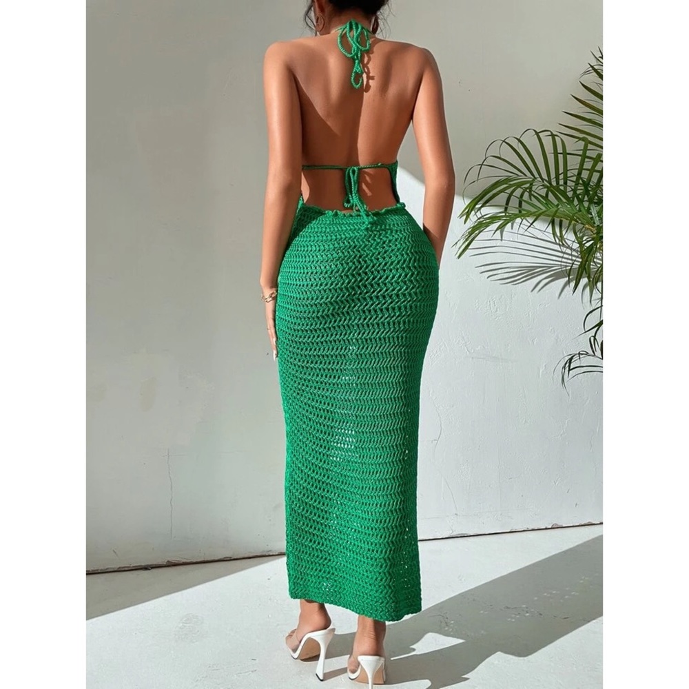 *Josephine Hollow Out Tie Backless Halter Dress - Picture 2 of 7